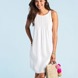 Vineyard Vines Linen Pintuck Swing Dress White Preppy Beach Coastal Women’s 4